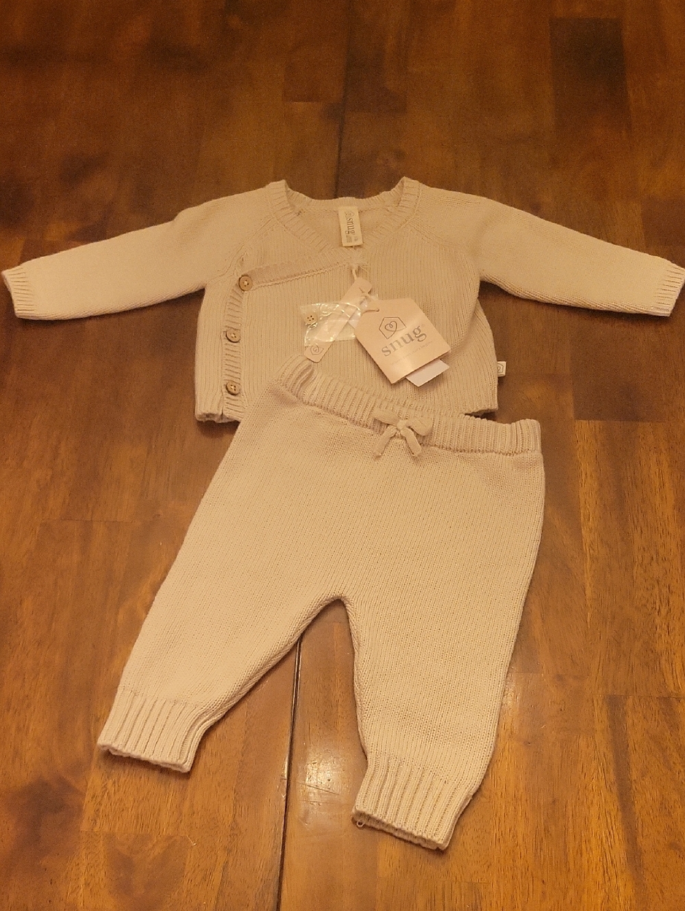 NWT-Snug Knit Baby Matching Set in Beige Color- Cozy Sweater & Pants